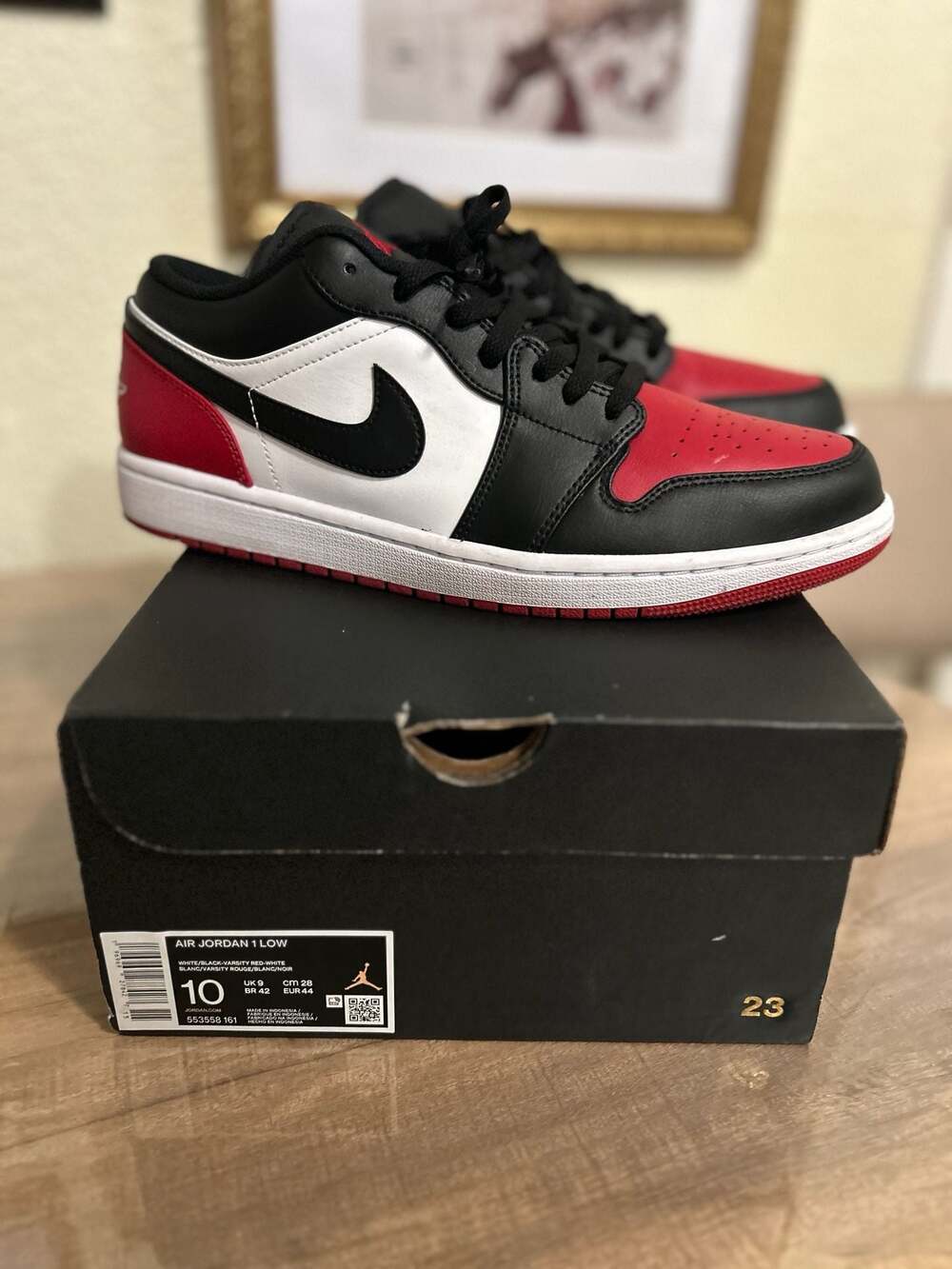 Air Jordan 1 Low 'Bred Toe 2.0' (Style 553558 161)